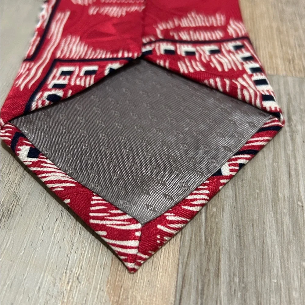 Vintage Michael Austin Men’s Red Black Geometric Tie Silk Made in USA Career - Picture 3 of 7